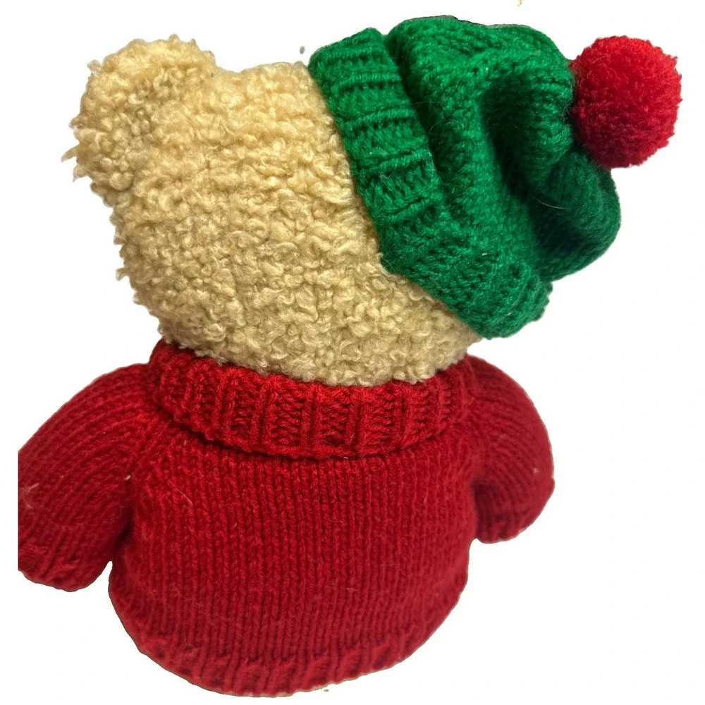 Vintage Polo Ralph Lauren Teddy Bear Brown Plush 2006 Red Green Knit Sweater